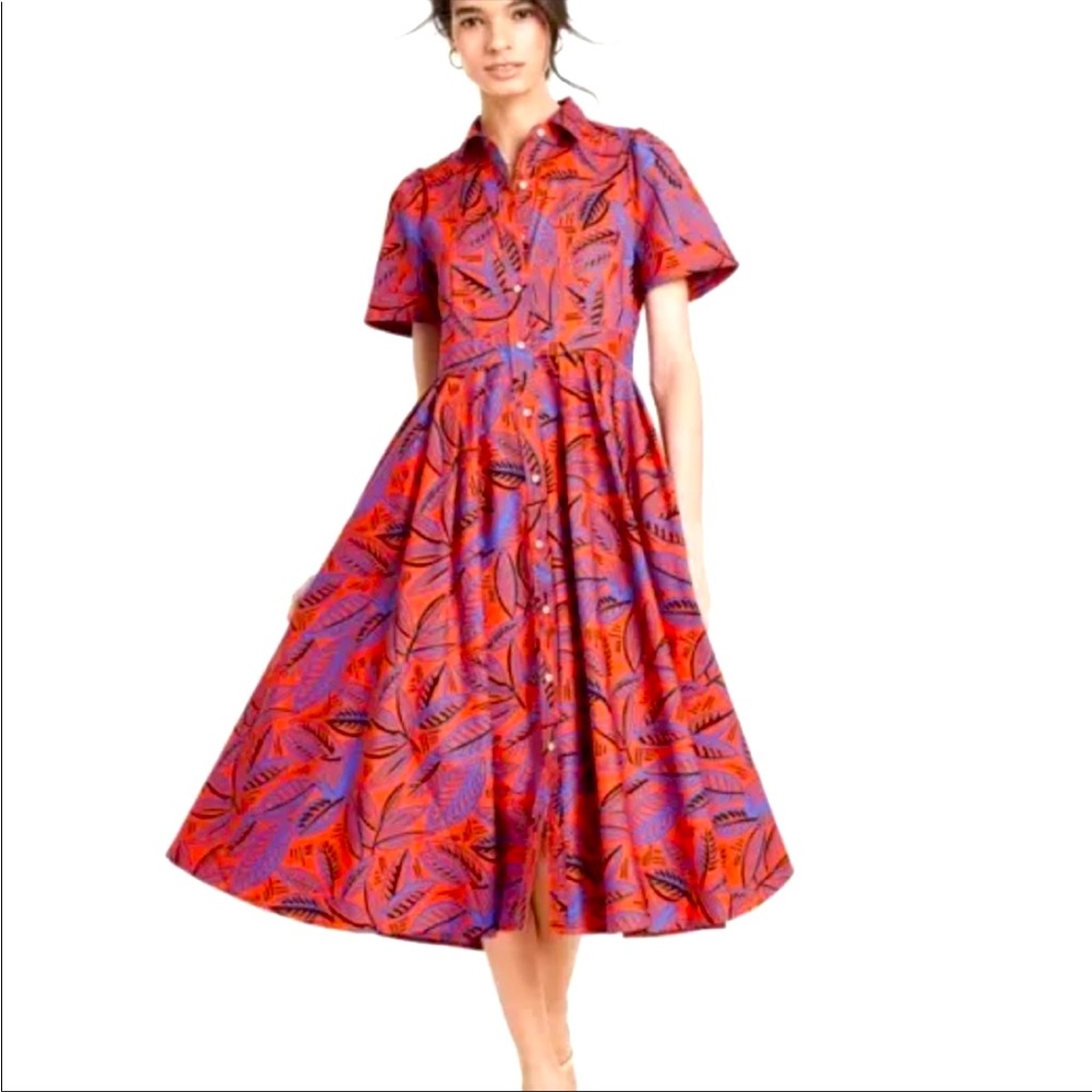 Alexis For Target Tropical Leaf Short Sleeve Shirtdress